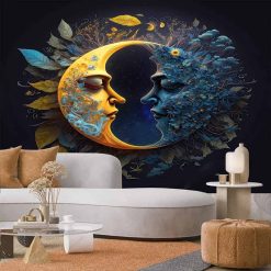 Tenture Murale Bohème Lune et Nuit Étoilée