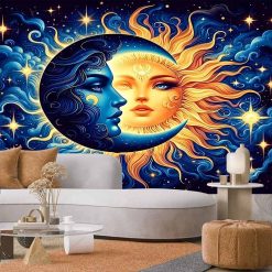 Tenture Murale Bohème Rencontre Céleste Soleil et Lune