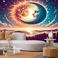 Tenture Murale Bohème Soleil et Lune Harmonie