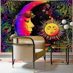 Tenture Murale Bohème Soleil et Lune Psychédélique