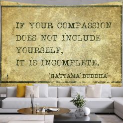 Tenture Murale Bouddha Yoga Citation de Compassion - Gautama