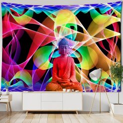 Tenture Murale Bouddha Yoga Énergie Cosmique Multicolore