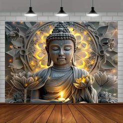 Tenture Murale Bouddha Yoga Lumière Sacrée du Lotus Éternel