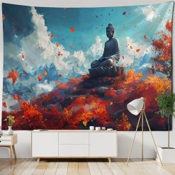 Tenture Murale Bouddha Yoga Paix sur les Cimes d’Automne