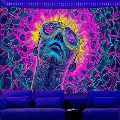 Tenture Murale Lumière Noire - Visionnaire Psychédélique aux Lunettes Solaires