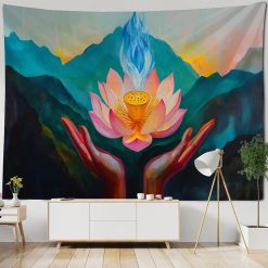 Tenture Murale Méditation Yoga Offrande du Lotus Éveillé