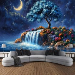 Tenture Murale Paysage Conte Cascade Lunaire de l’Arbre-Étoile