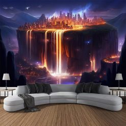 Tenture Murale Paysage Conte Chute de Lumière sur la Cité Suspendue