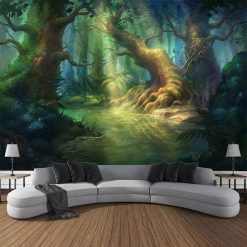 Tenture Murale Paysage Conte Clairière Magique aux Arbres Ancestraux
