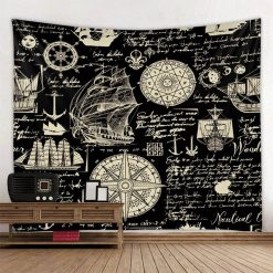 Tenture Murale Vintage Nautique Manuscrit Ancien