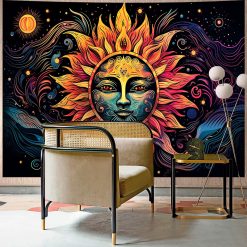 Tenture Murale Bohème Soleil Flamme Cosmique