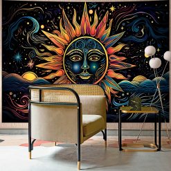 Tenture Murale Bohème Soleil Visage Céleste