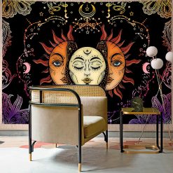Tenture Murale Bohème Soleil et Lune Nuances Pastel