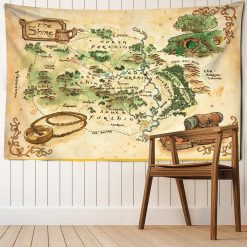 Tenture Murale Carte Fantaisie Carte Illustrée du Comté - Le Shire en Couleurs