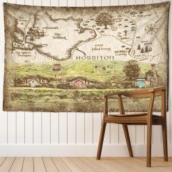 Tenture Murale Carte Fantaisie Carte du Comté et Maisons de Hobbiton