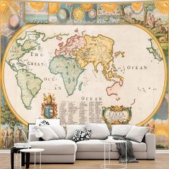 Tenture Murale Carte Vintage Le Monde selon les Anciens