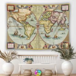 Tenture Murale Carte Vintage Nieuwe Werelt Kaert – L’Atlas des Cieux et des Mers
