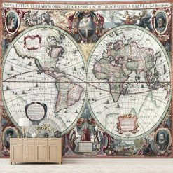 Tenture Murale Carte Vintage Nova Totius Terrarum Orbis