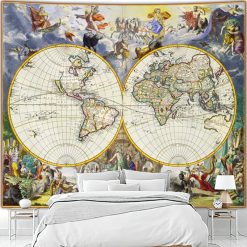 Tenture Murale Carte Vintage Planisphère Baroque des Continents
