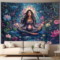 Tenture Murale Hippie - Méditation Fleurie Mystique