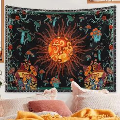 Tenture Murale Hippie - Soleil Champignon Psychédélique
