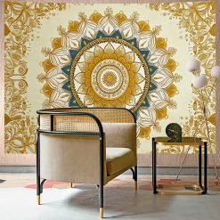 Tenture Murale Mandala Doré - Aube Éternelle