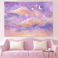 Tenture Murale Nature Étoiles et Nuages Aquarelle