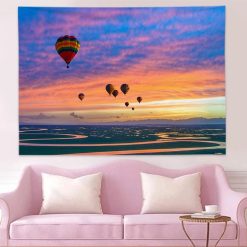 Tenture Murale Nature Évasion en Montgolfière au Coucher du Soleil