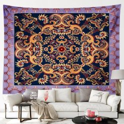 Vue De face Tenture Murale Mandala Oriental Flamme Royale