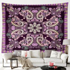 Vue De face Tenture Murale Mandala Oriental Jardin Pourpre