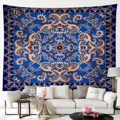 vue de face Tenture Murale Mandala Oriental Saphir Antique