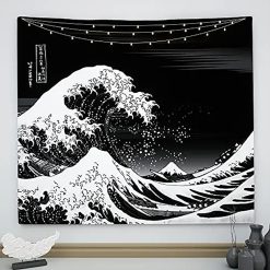 Avant - Tenture Murale Japonaise Grande Vague Nocturne et Mont Fuji