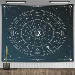 Tenture Murale Astrologie Cercle du Zodiaque Mystique