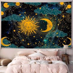 Tenture Murale Bohème Soleil & Lune sous les Étoiles