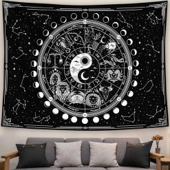 Tenture Murale Hippie - Cercle Astrologique du Zodiaque