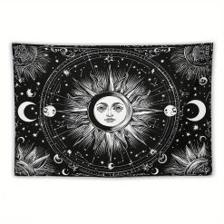 Tenture Murale Hippie Cercle Cosmique du Soleil et de la Lune