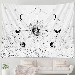 Tenture Murale Hippie Cycle Complet de la Lune & Soleil Mystique