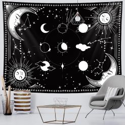 Tenture Murale Hippie Cycle des Phases Lunaires & Constellations