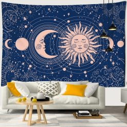 Tenture Murale Hippie - Danse Cosmique du Soleil et de la Lune