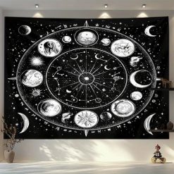 Tenture Murale Hippie Éclat Doré du Soleil & de la Lune
