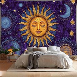 Tenture Murale Hippie - Harmonie du Soleil et de la Lune