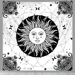 Tenture Murale Hippie Soleil Blanc & Énergies Lunaires