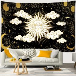 Tenture Murale Hippie - Soleil Doré au Royaume des Nuages