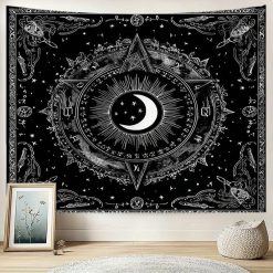 Tenture Murale Hippie Symbole Lunaire & Cercle Mystique