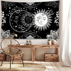 Tenture Murale Hippie - Union du Soleil et de la Lune