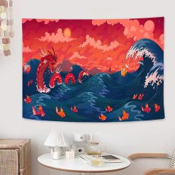 Tenture Murale Japonaise Animé Dragon des Flots Écarlates
