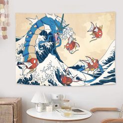 Tenture Murale Japonaise Animé Vague du Dragon Marin