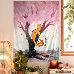 Tenture Murale Japonaise Esprit de Feu sous les Sakura