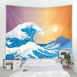 Tenture Murale Japonaise Grande Vague au Soleil Levant
