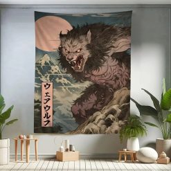 Tenture Murale Japonaise Manga Loup-Garou de la Lune Sanglante